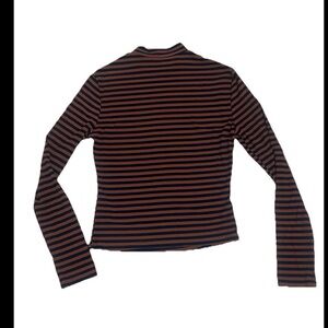 SHEIN navy and Brown Striped Long Sleeve Top